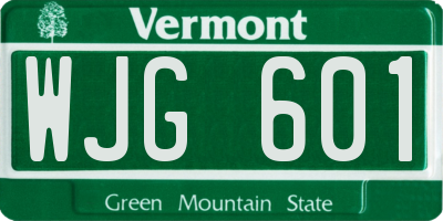 VT license plate WJG601