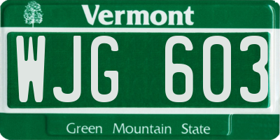 VT license plate WJG603
