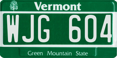 VT license plate WJG604