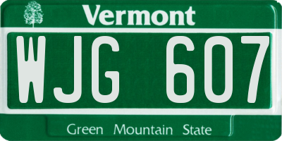 VT license plate WJG607