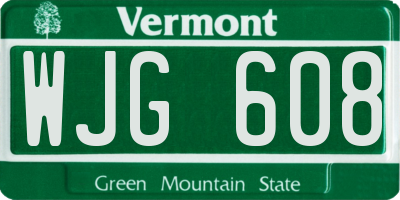 VT license plate WJG608
