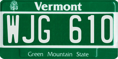 VT license plate WJG610