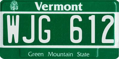 VT license plate WJG612