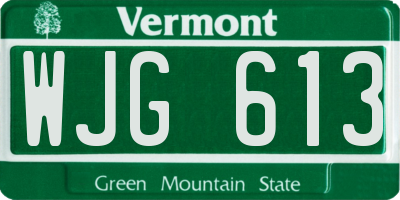 VT license plate WJG613