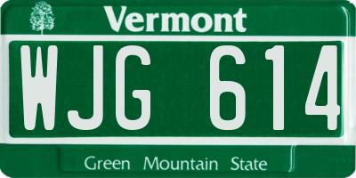 VT license plate WJG614