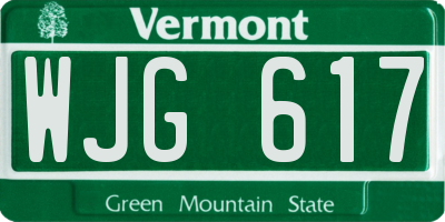VT license plate WJG617