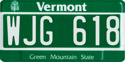 VT license plate WJG618