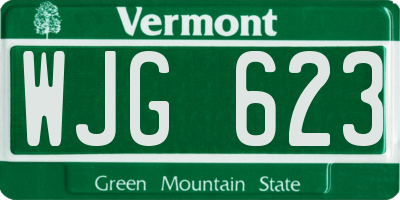 VT license plate WJG623