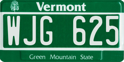 VT license plate WJG625