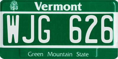 VT license plate WJG626