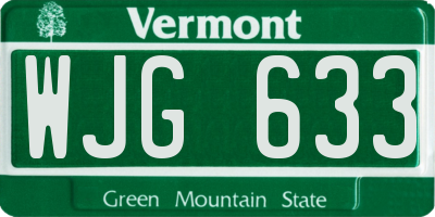 VT license plate WJG633