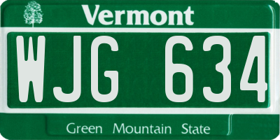 VT license plate WJG634