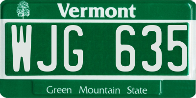 VT license plate WJG635