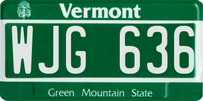 VT license plate WJG636