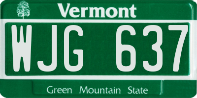 VT license plate WJG637