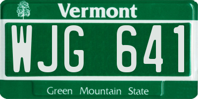 VT license plate WJG641