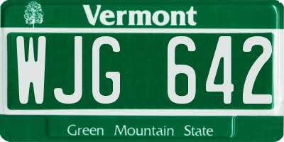 VT license plate WJG642