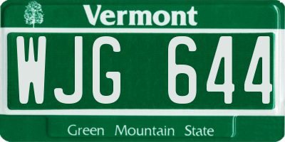 VT license plate WJG644