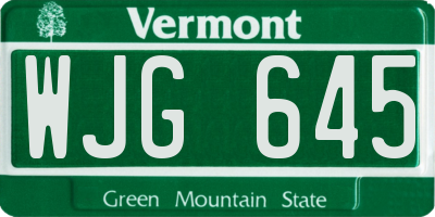 VT license plate WJG645