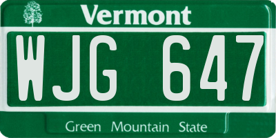 VT license plate WJG647