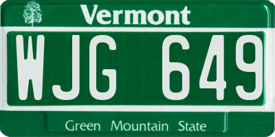 VT license plate WJG649