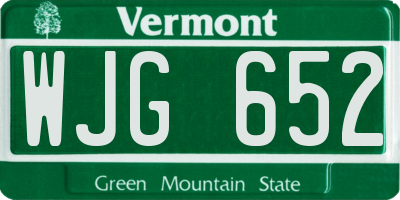 VT license plate WJG652