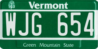 VT license plate WJG654