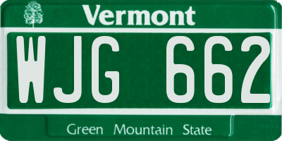 VT license plate WJG662