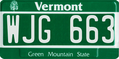 VT license plate WJG663