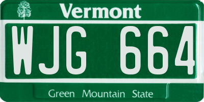 VT license plate WJG664