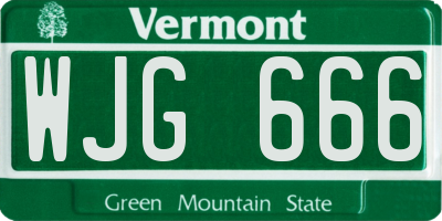 VT license plate WJG666