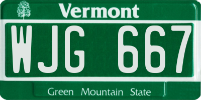 VT license plate WJG667