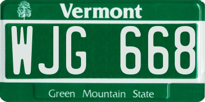 VT license plate WJG668