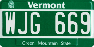 VT license plate WJG669
