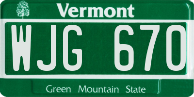 VT license plate WJG670