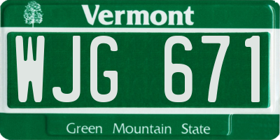 VT license plate WJG671