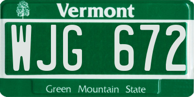 VT license plate WJG672