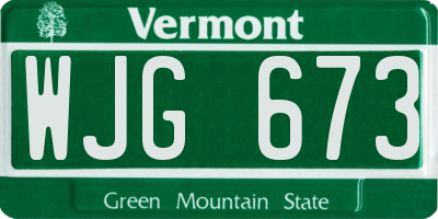 VT license plate WJG673