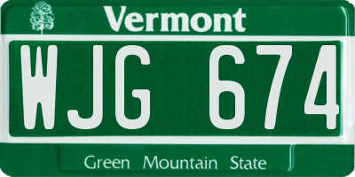 VT license plate WJG674