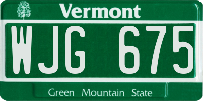 VT license plate WJG675