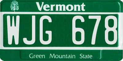 VT license plate WJG678
