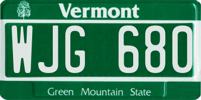 VT license plate WJG680