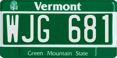 VT license plate WJG681