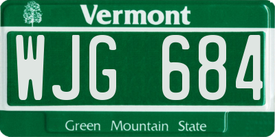 VT license plate WJG684