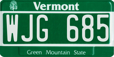 VT license plate WJG685
