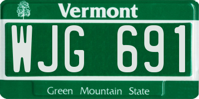 VT license plate WJG691