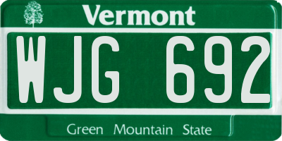 VT license plate WJG692