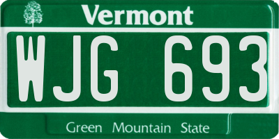 VT license plate WJG693