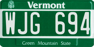 VT license plate WJG694