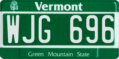 VT license plate WJG696
